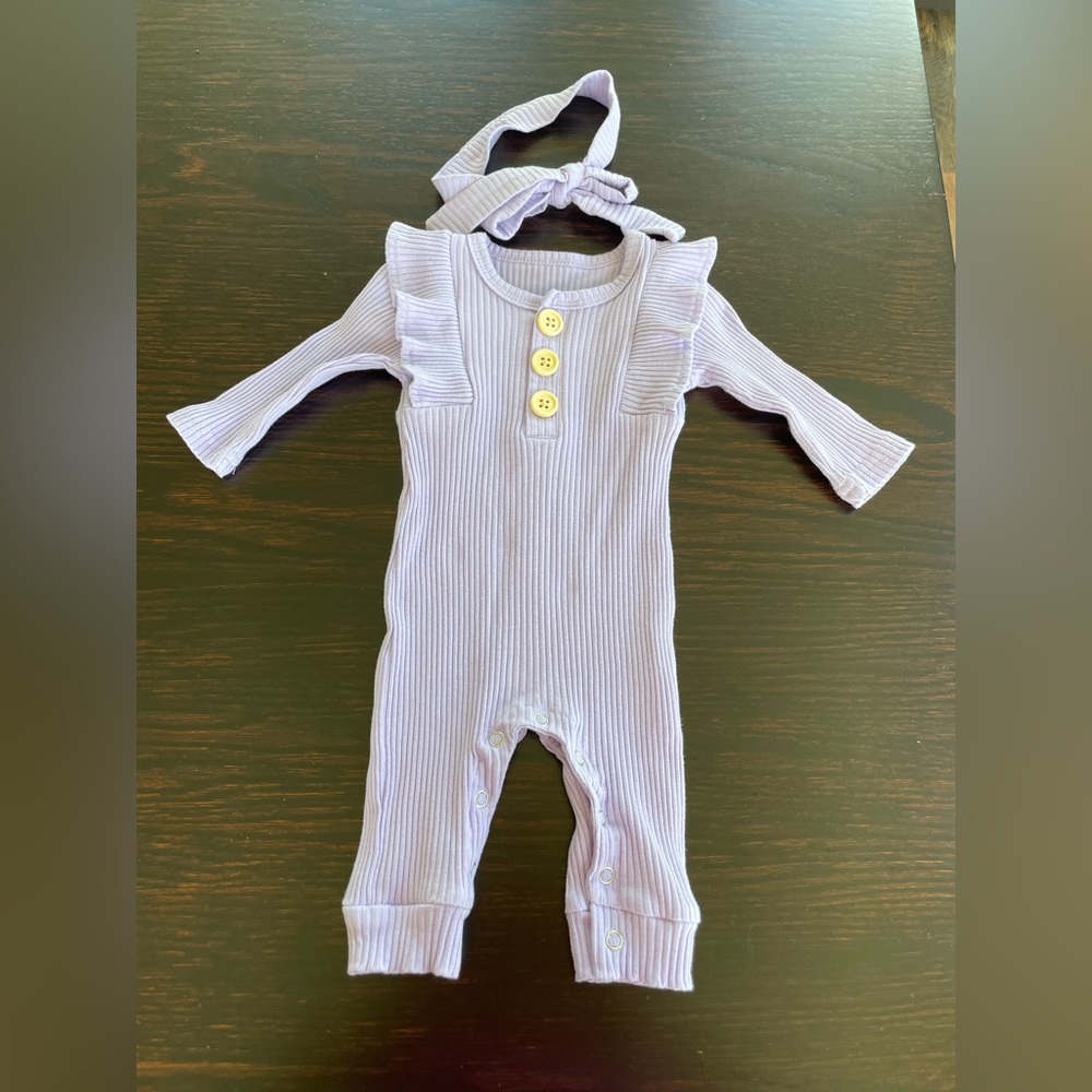 Lavender one piece outfit with matching headband